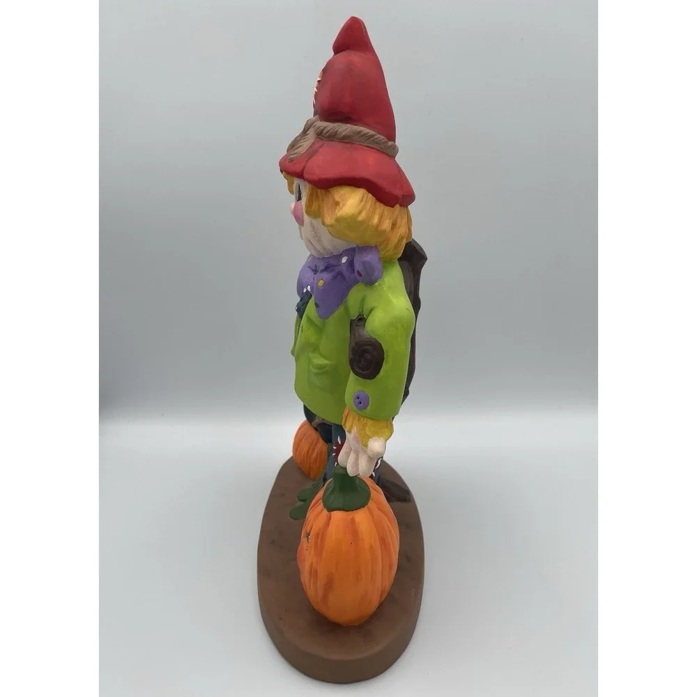 Hand Painted Ceramic Scarecrow Pumpkin Jack-O-Lantern Halloween Fall Decor 11.5